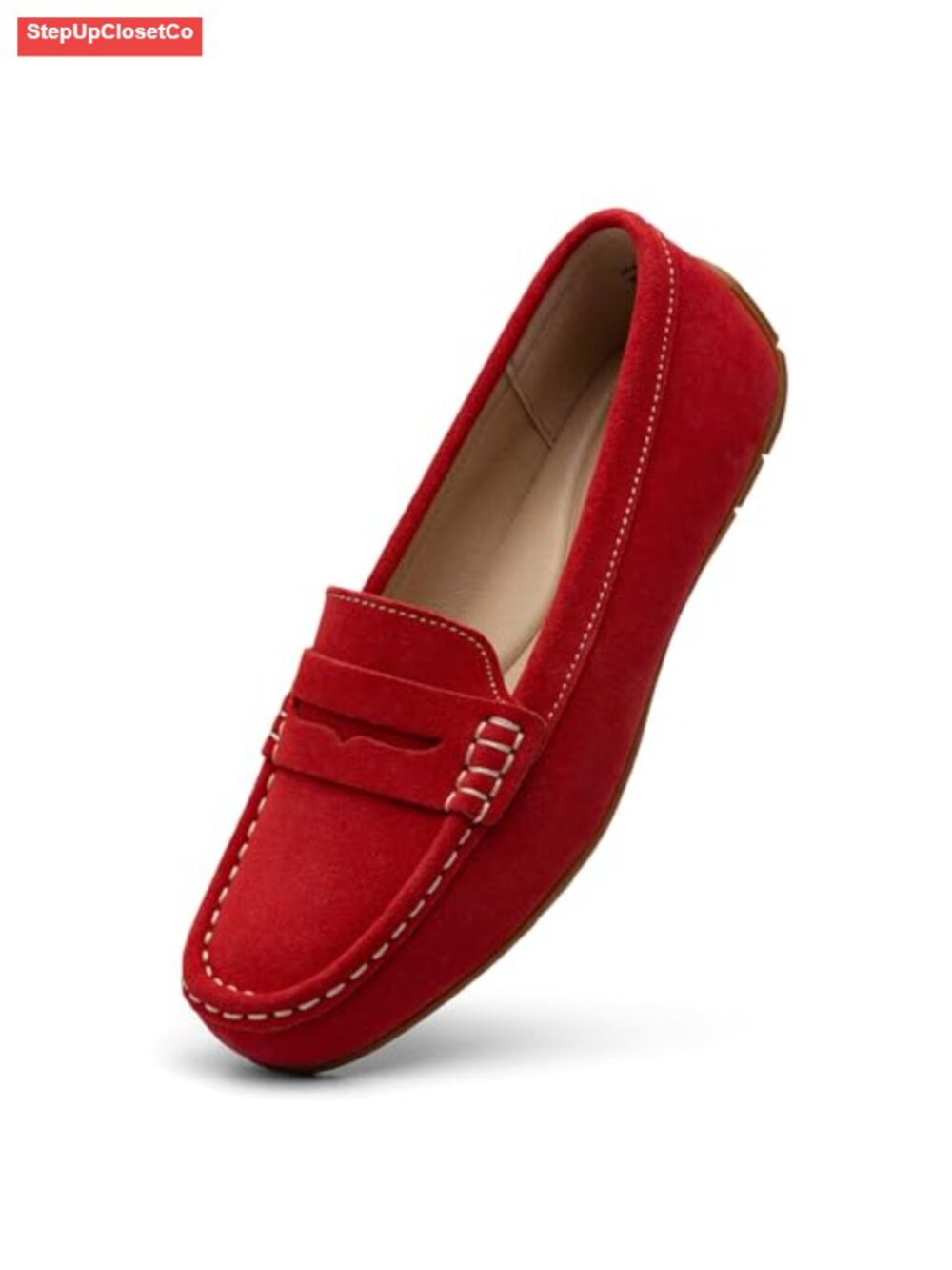 Women's Suede Leather Penny Loafers Slip-Ons Comfortable Lightweight Driving